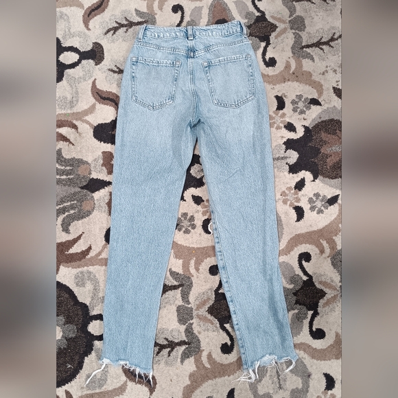 Garage Mom Jeans Size 0 Distressed Ripped High Rise Grunge Raw Hem Cotton 24x27 - Picture 2 of 12